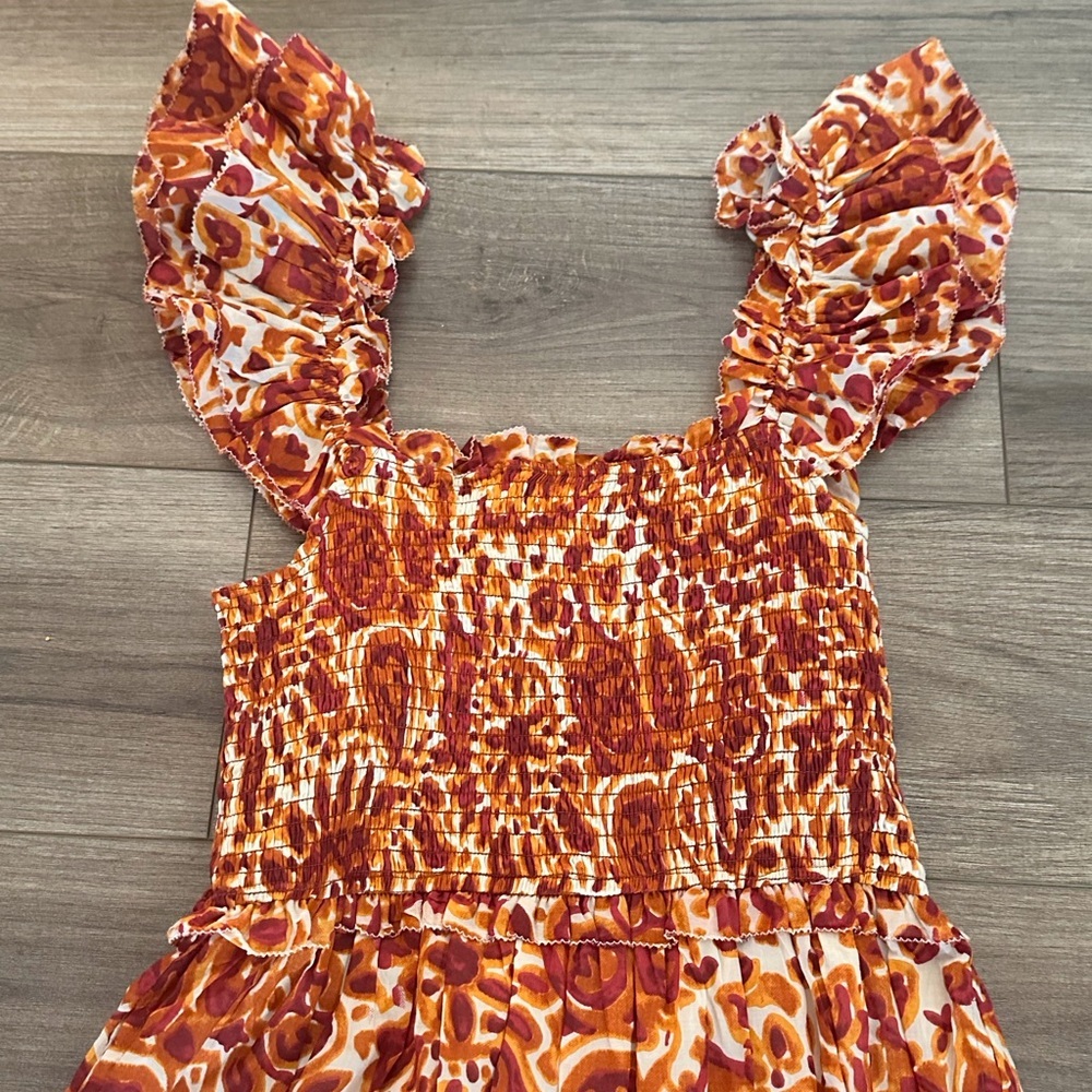 NWT! House of Harlow 1960 Floral Flutter Sleeve Smocked Tiered Maxi Dress Small - Picture 4 of 10